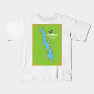 Toledo Bend reservoir Texas & Louisiana Map Kids T-Shirt